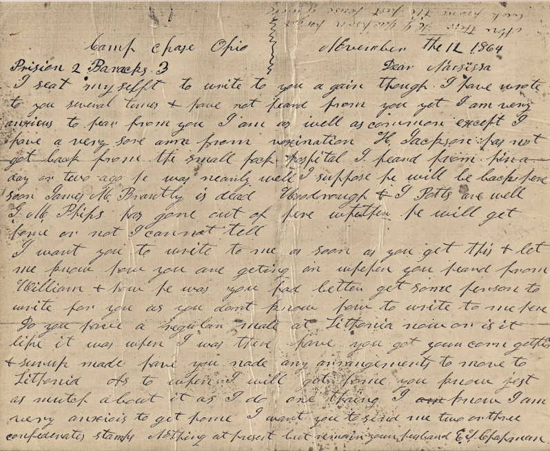 camp chase letter of Eli Chapman